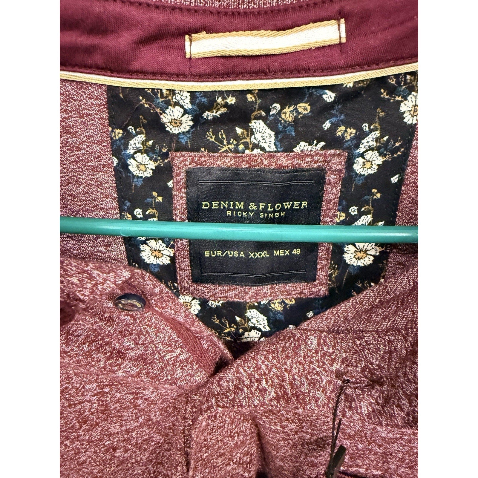 New Denim & Flower Ricky Singh XXXL Polo Shirt Heather Burgundy Big Tall Style