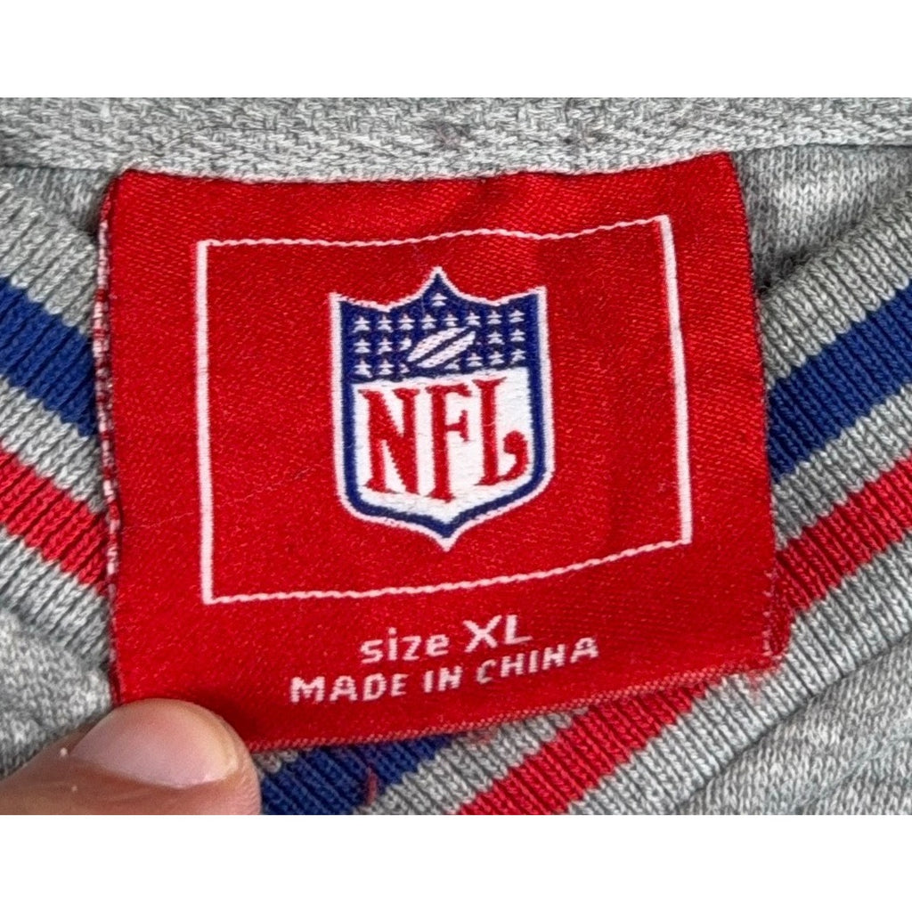 Vintage Y2K New York Giants NFL V Neck Sweatshirt Mens XL Gray Embroidered
