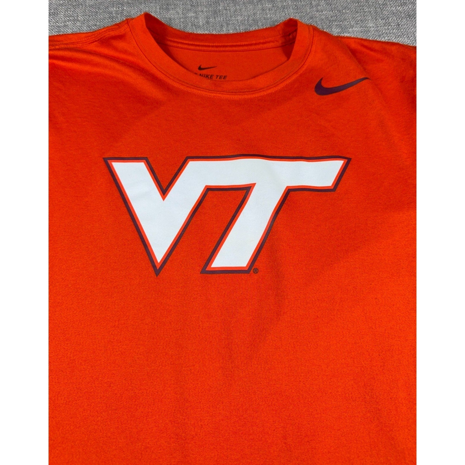 Nike Virginia Tech Hokies T Shirt Men M Orange Dri-FIT College NCAA VT Logo