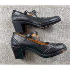 Trary Black Leather T Strap Mary Jane Pumps Womens 8 Brogue Block Heel Gothic