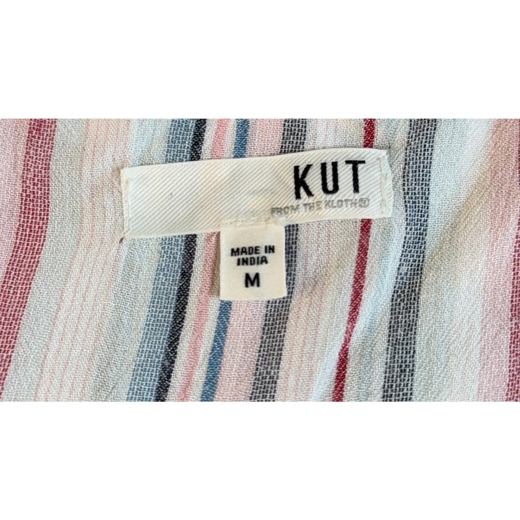 KUT From The Kloth Striped Faux Wrap Cold Shoulder Blouse Women’s M