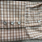 Panhandle Slim Western Shirt Mens 16.5 36 Large Tall Brown Plaid Pearl Snap