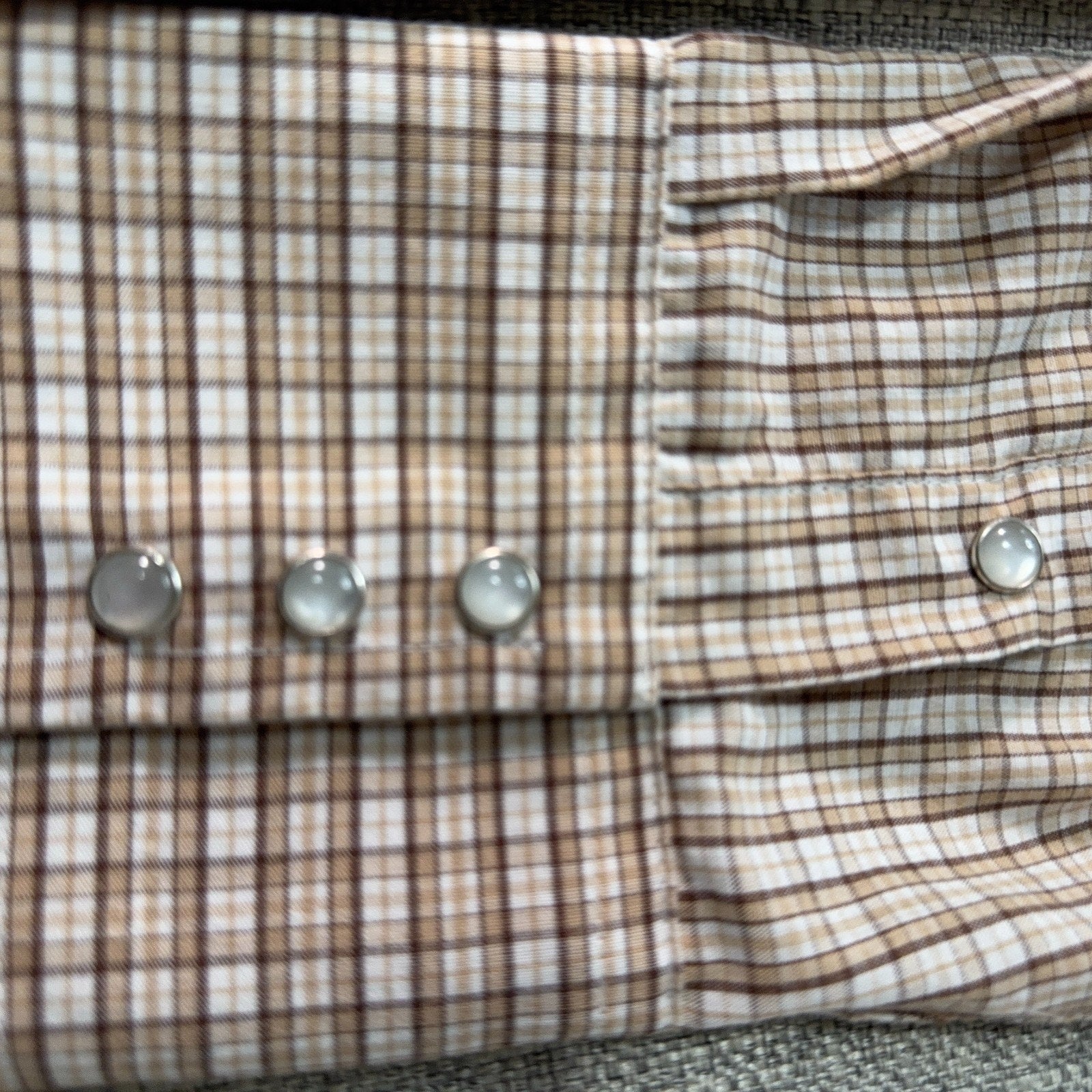Panhandle Slim Western Shirt Mens 16.5 36 Large Tall Brown Plaid Pearl Snap
