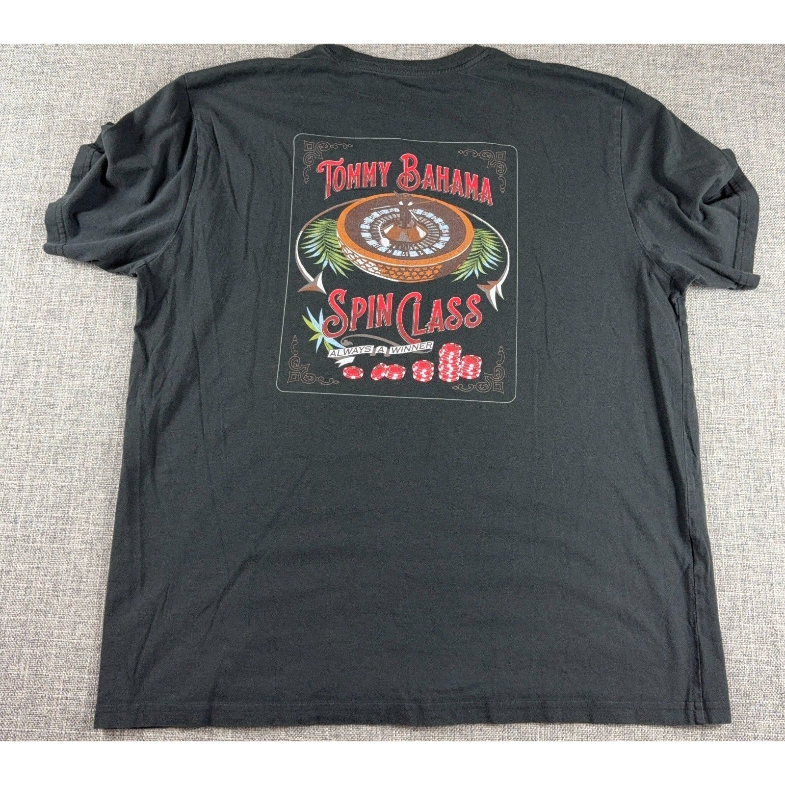 Tommy Bahama Spin Class Roulette T Shirt Mens M Black Casino Graphic Tee