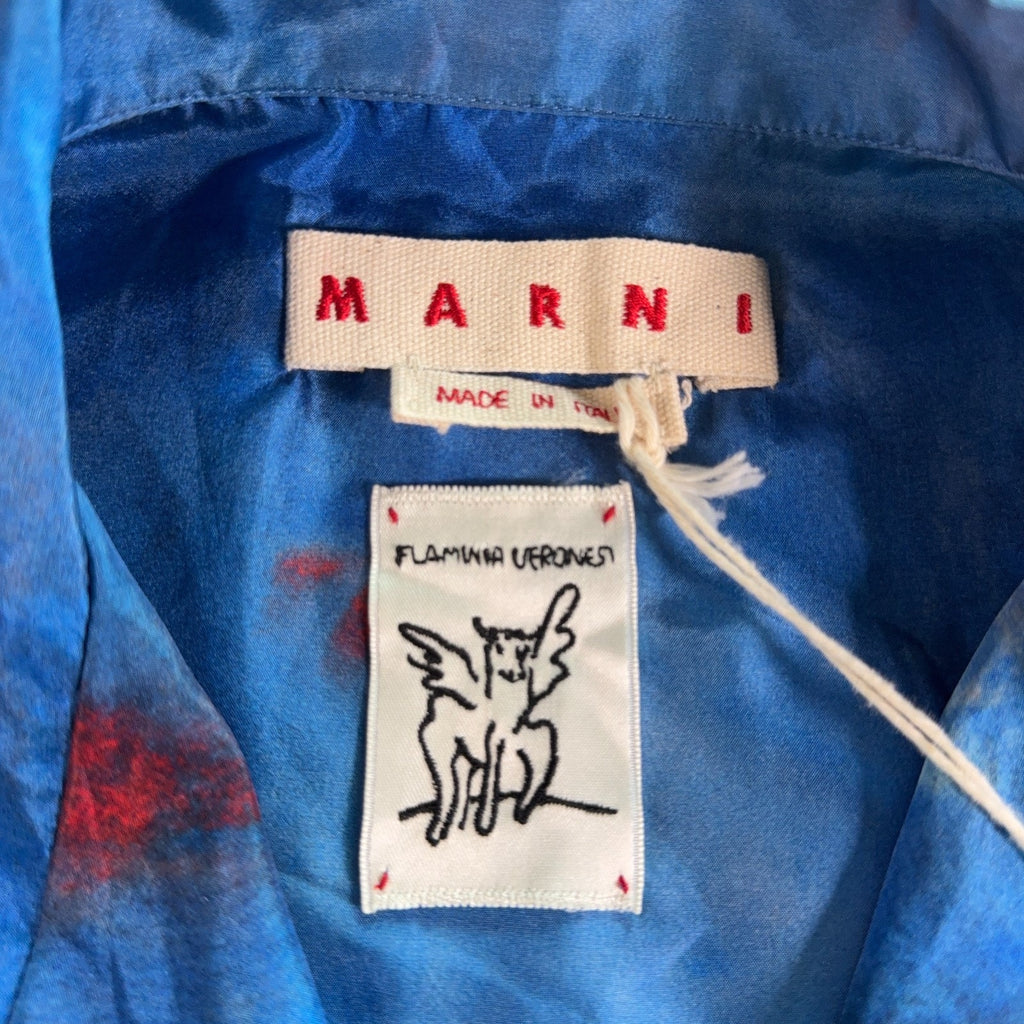 Marni Buchi Blu Habotai Silk Bowling Shirt Men’s 50 Blue NWT Made Italy