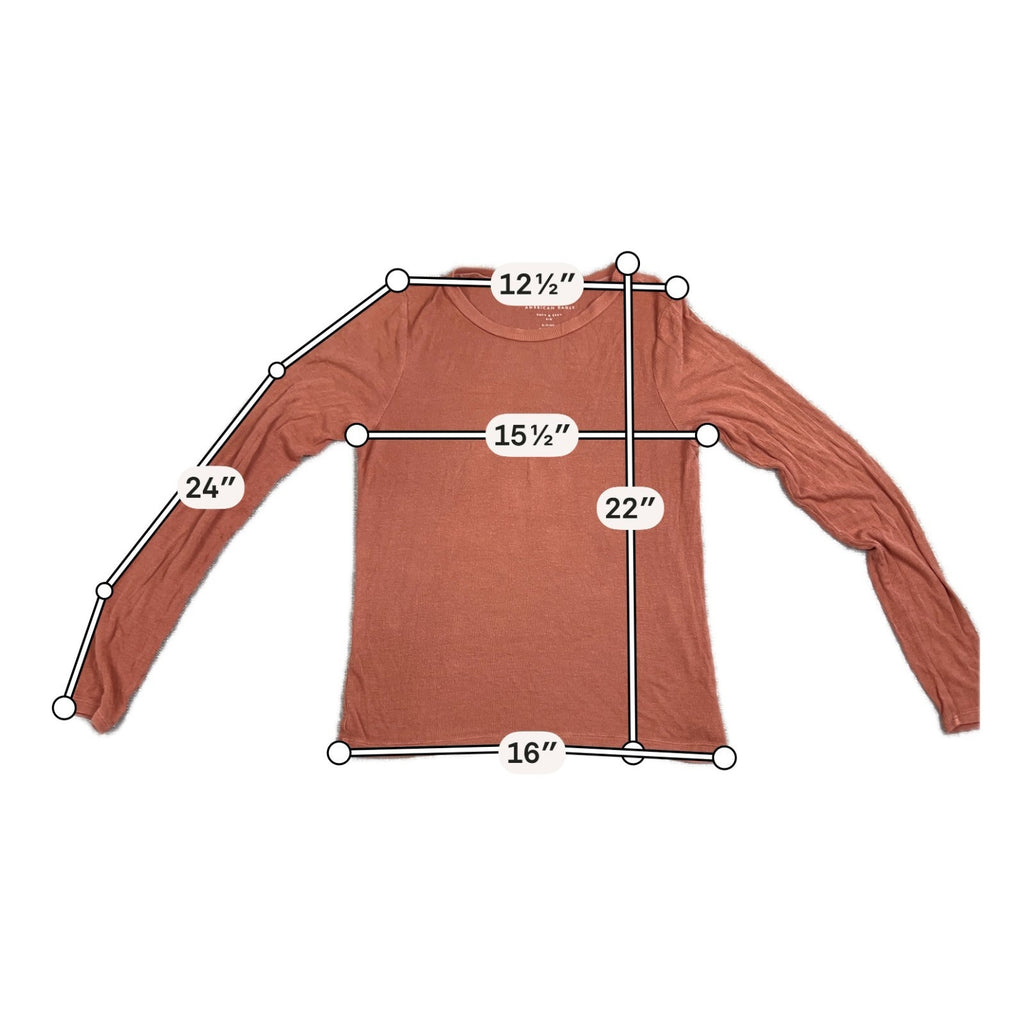 American Eagle Soft & Sexy Ribbed Top Women's S Rust Puff Sleeve Long Sleeve