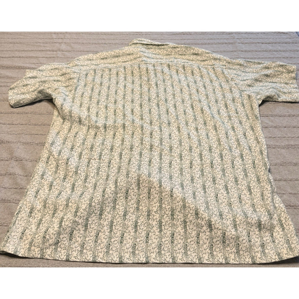 Vintage Sir Walter Shirt Mens Large Green Pattern Short Sleeve Button Up Retro