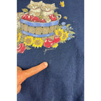 Vintage 90s Morning Sun Cat Sweatshirt XL Jerzees USA Apple Basket Collared