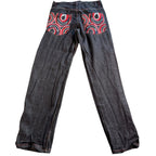 Refuse Life Style Denim Jeans Mens 34 Black Y2K Embroidered Pockets Streetwear