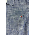 Tommy Hilfiger Womens Chambray Shirt Large Blue Roll Tab Sleeve Classic Fit