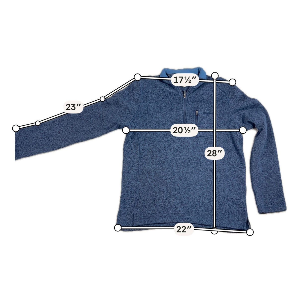 Woolrich Men’s M Blue Sweater Fleece Quarter Zip Pullover Chest Pocket