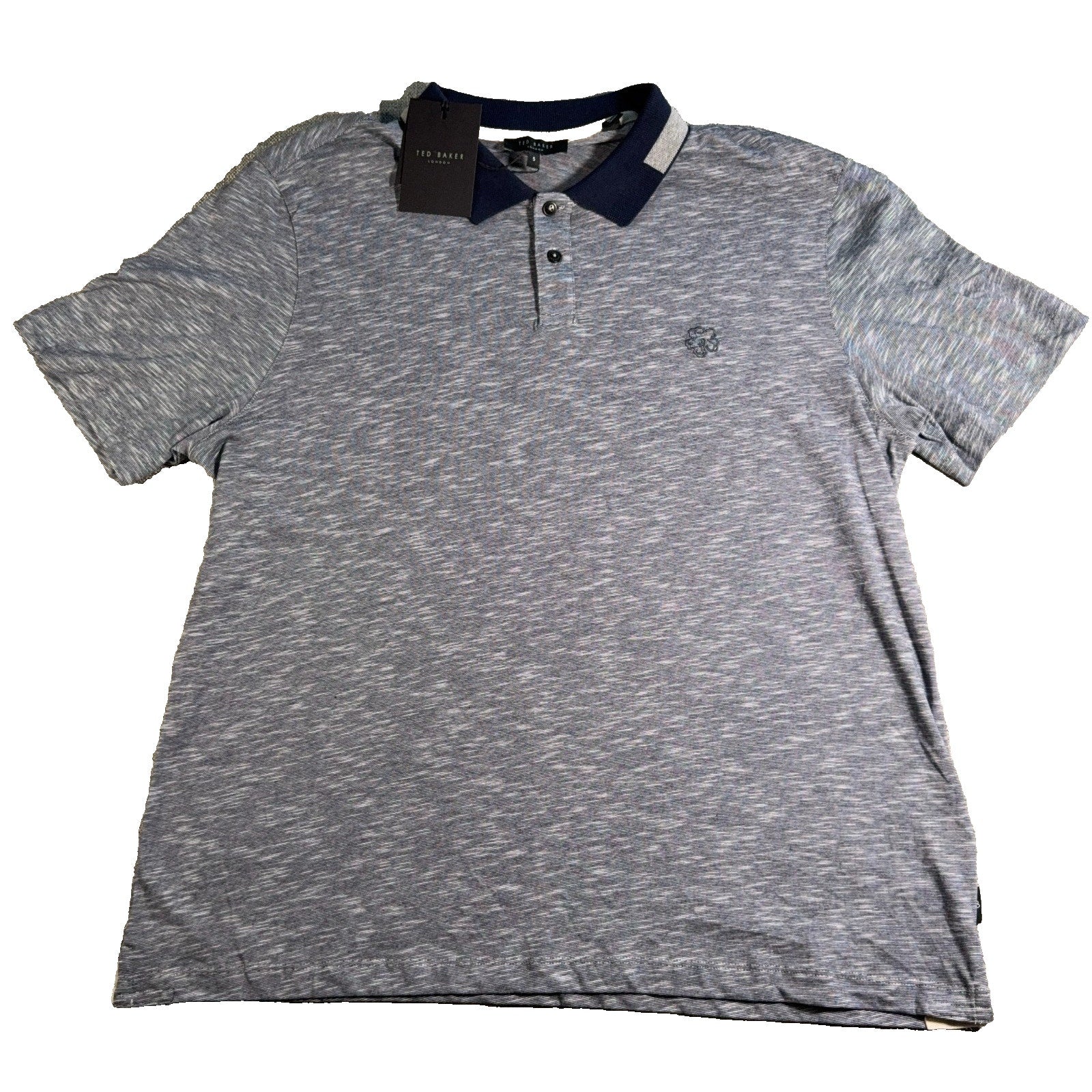 Ted Baker DALMOR Polo Shirt Mens Size 5 XL NWT Gray Navy 100% Cotton
