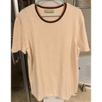 Velez Artisan Knit Top Womens L Beige 100% Cotton Short Sleeve Minimalist Luxury