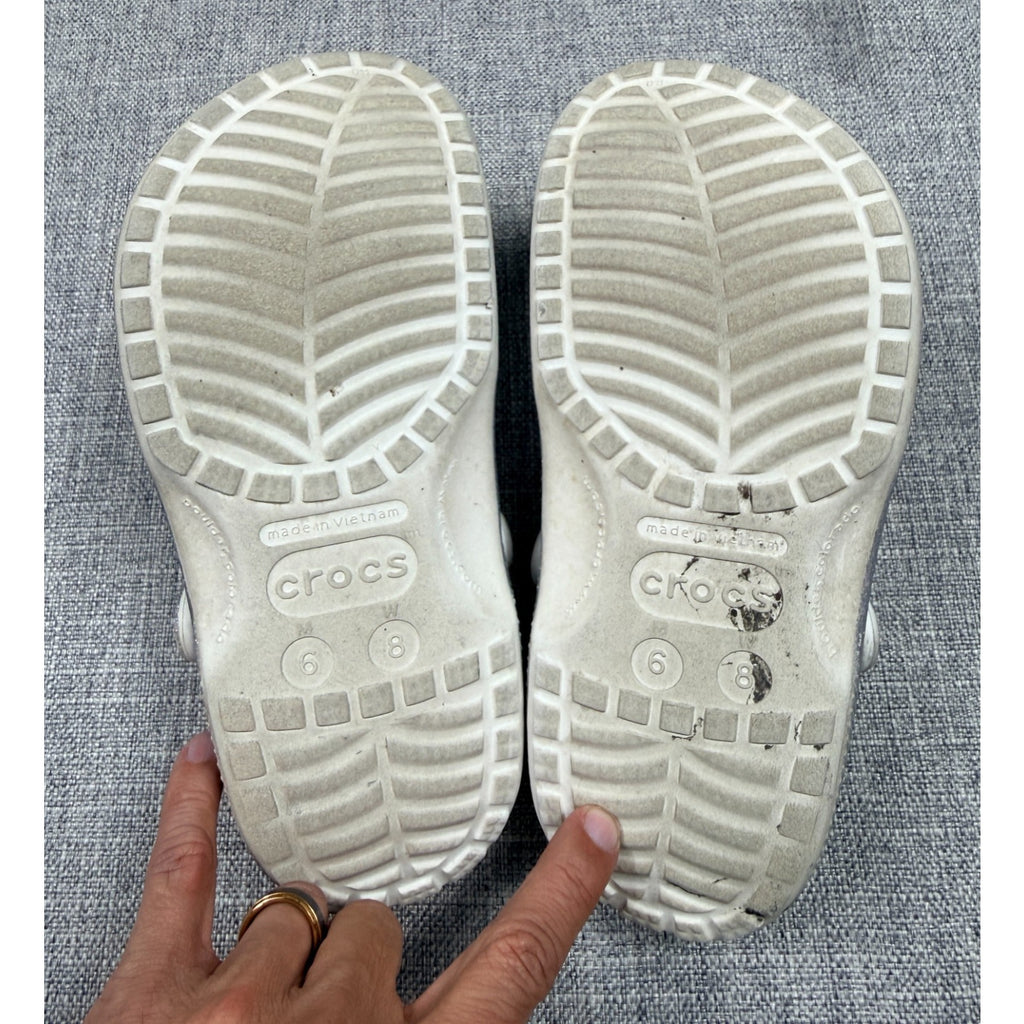 Crocs Classic Glitter Clogs Silver M6 W8 Iridescent Sparkle 205942
