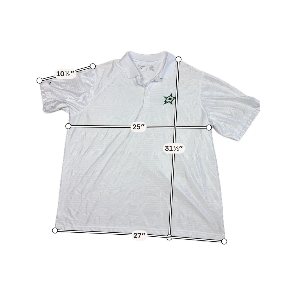Antigua Dallas Stars Polo Men's XXL White Tonal Geometric NHL Embroidered