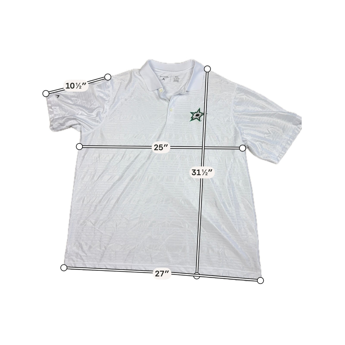 Antigua Dallas Stars Polo Men's XXL White Tonal Geometric NHL Embroidered