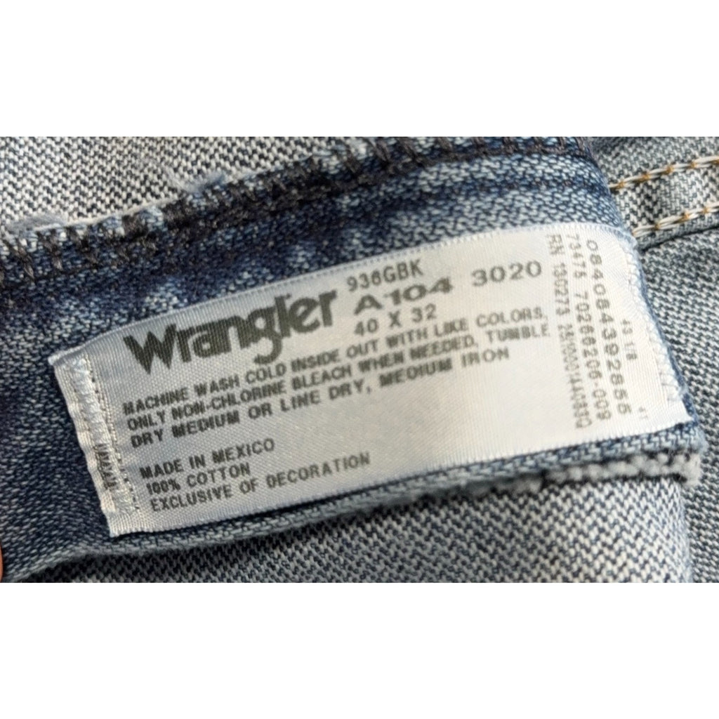 Wrangler 936GBK Cowboy Cut Slim Fit Jeans Mens 40x32 Stonewash NWT