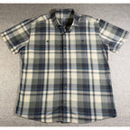 Kuhl Men’s XL Plaid Button Up Shirt Tapered Fit Short Sleeve Outdoor Hiking Gree