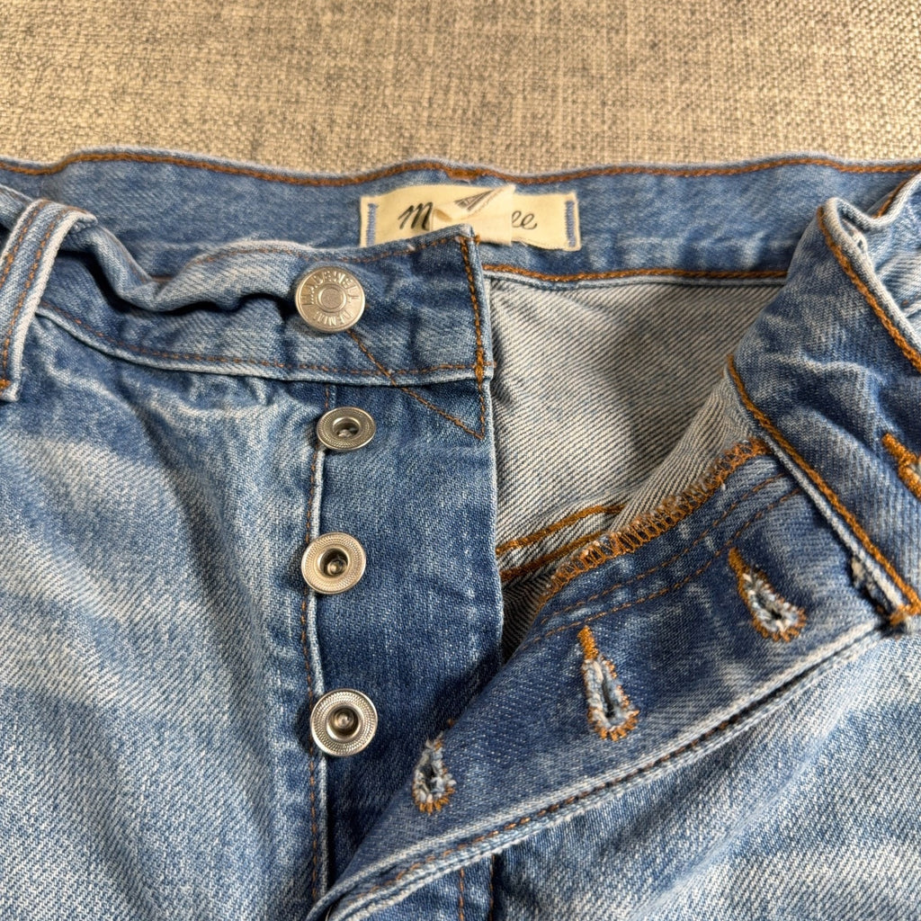 Madewell Low-Slung Baggy Jeans Womens 30 Hamburg Wash NS198 Raw Hem
