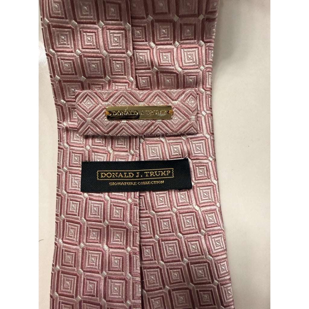 Donald J. Trump Signature Collection Pink Geometric Silk Tie Luxury Power Tie