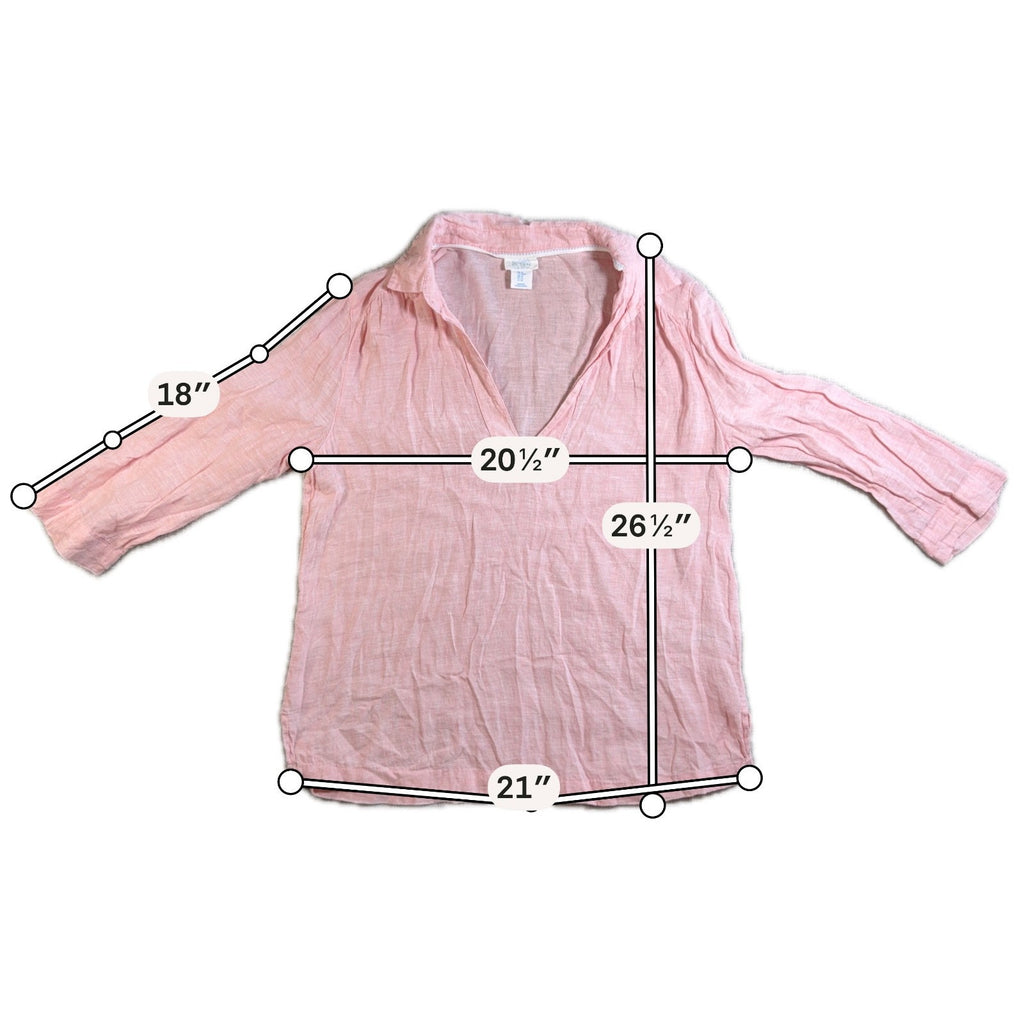 Sigrid Olsen Linen Tunic Blouse Women M Pink Popover Collared Lagenlook Top