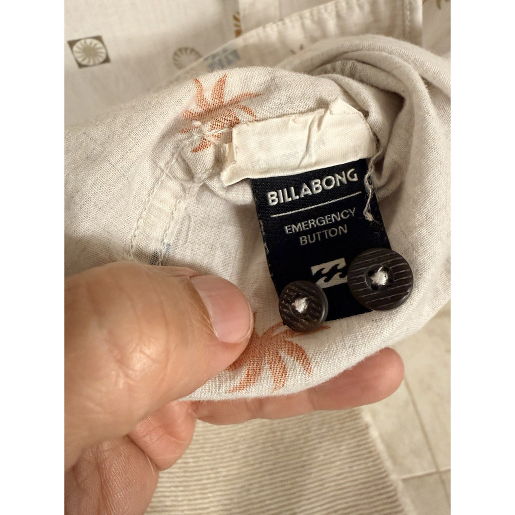 Billabong Tailored Fit Stretch Button Up Shirt Men’s S Beach Print Surf Casual