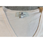 Laurie Felt Sweater Women L Ivory Butterfly Embroidered V Neck Lightweight Knit