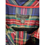 Talbots Petite 12P Plaid Button Front Shirt Womens Red Blue Green Tartan Stretch