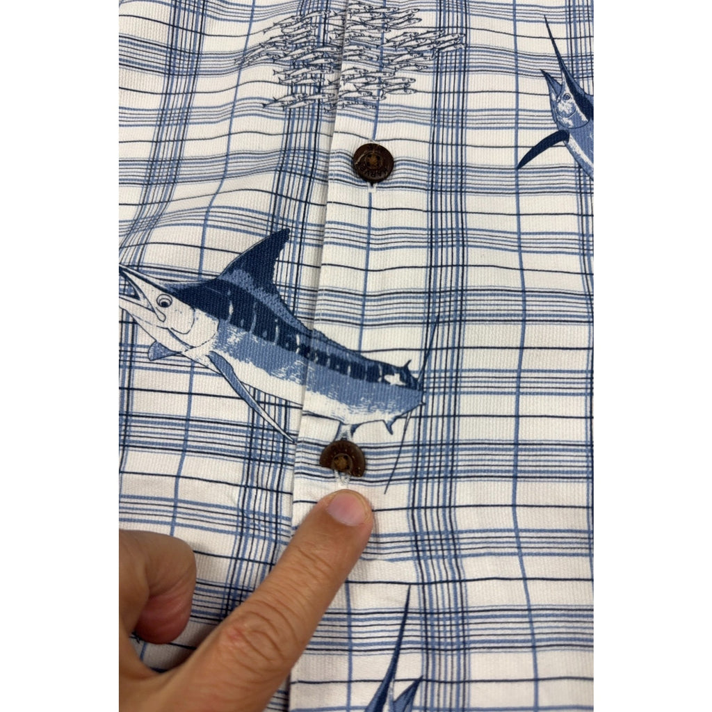 Guy Harvey AFTCO Bluewater Shirt Mens XL Marlin Plaid Fishing Button Up