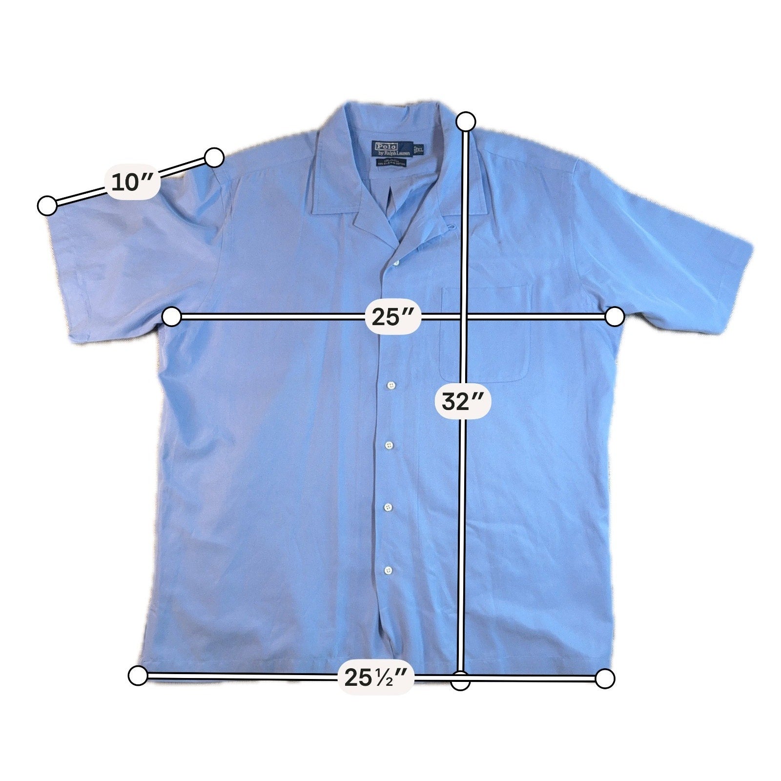 Vintage Polo Ralph Lauren Caldwell Shirt Mens XL Blue Silk Cotton Camp Collar
