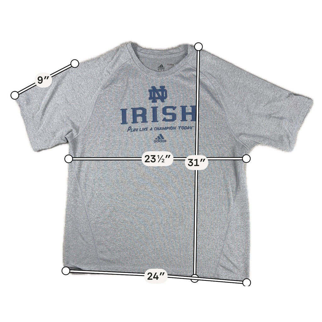 Adidas Notre Dame Fighting Irish Shirt Mens XL Gray ClimaLite Champion NCAA