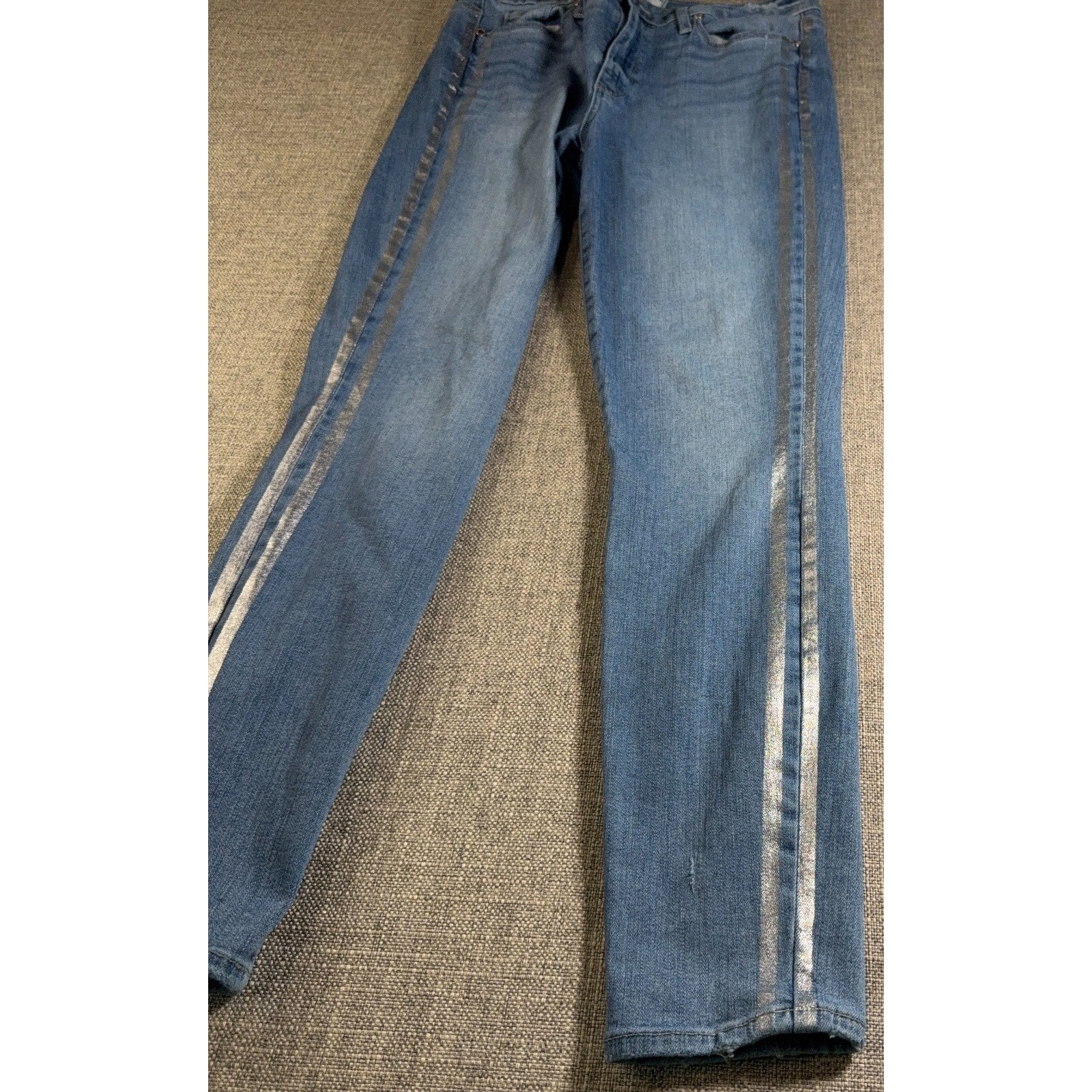 PAIGE Hoxton Ankle Jeans Womens 30 Blue Metallic Silver Stripe Skinny High Rise