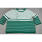 Maurada St Patrick's Day Sweater Womens 1X Green White Shamrock Striped