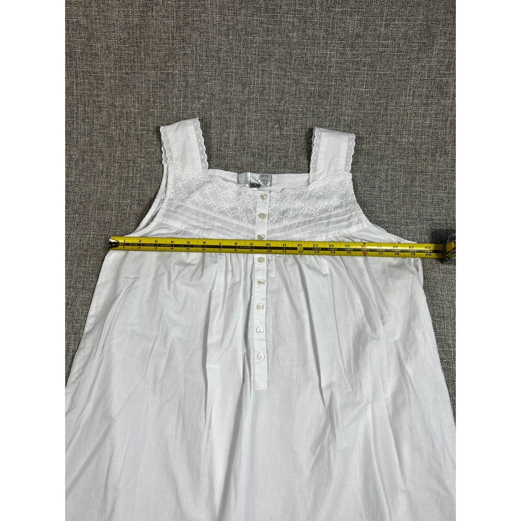 Alexander Del Rossa Womens M White Cotton Victorian Nightgown Eyelet Lace