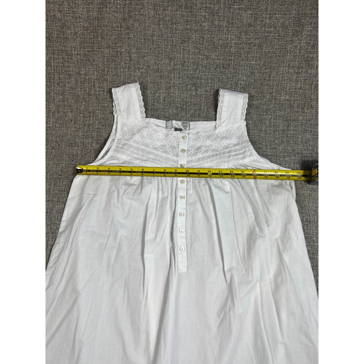 Alexander Del Rossa Womens M White Cotton Victorian Nightgown Eyelet Lace