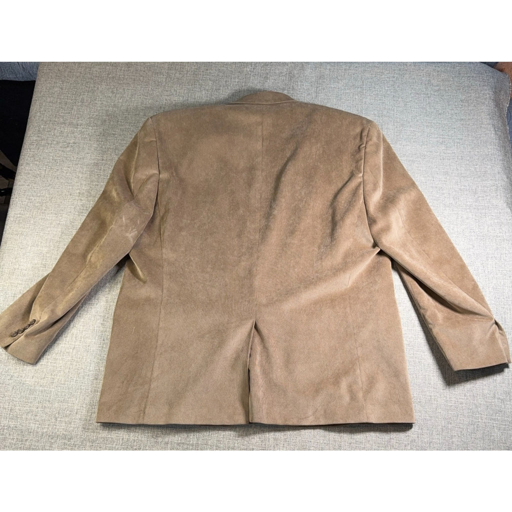 Chaps Mens 50R Tan Corduroy Blazer Sport Coat Paisley Lined 2 Button