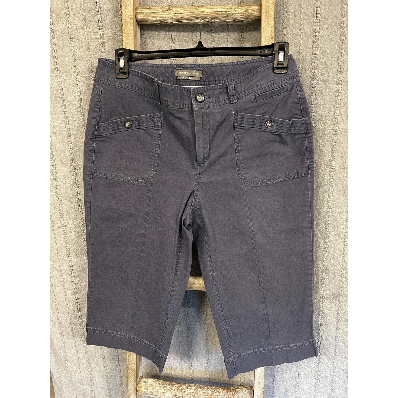 Dockers Collection Curvy Bermuda Shorts Womens 12 Blue Stretch Mid Rise Casual