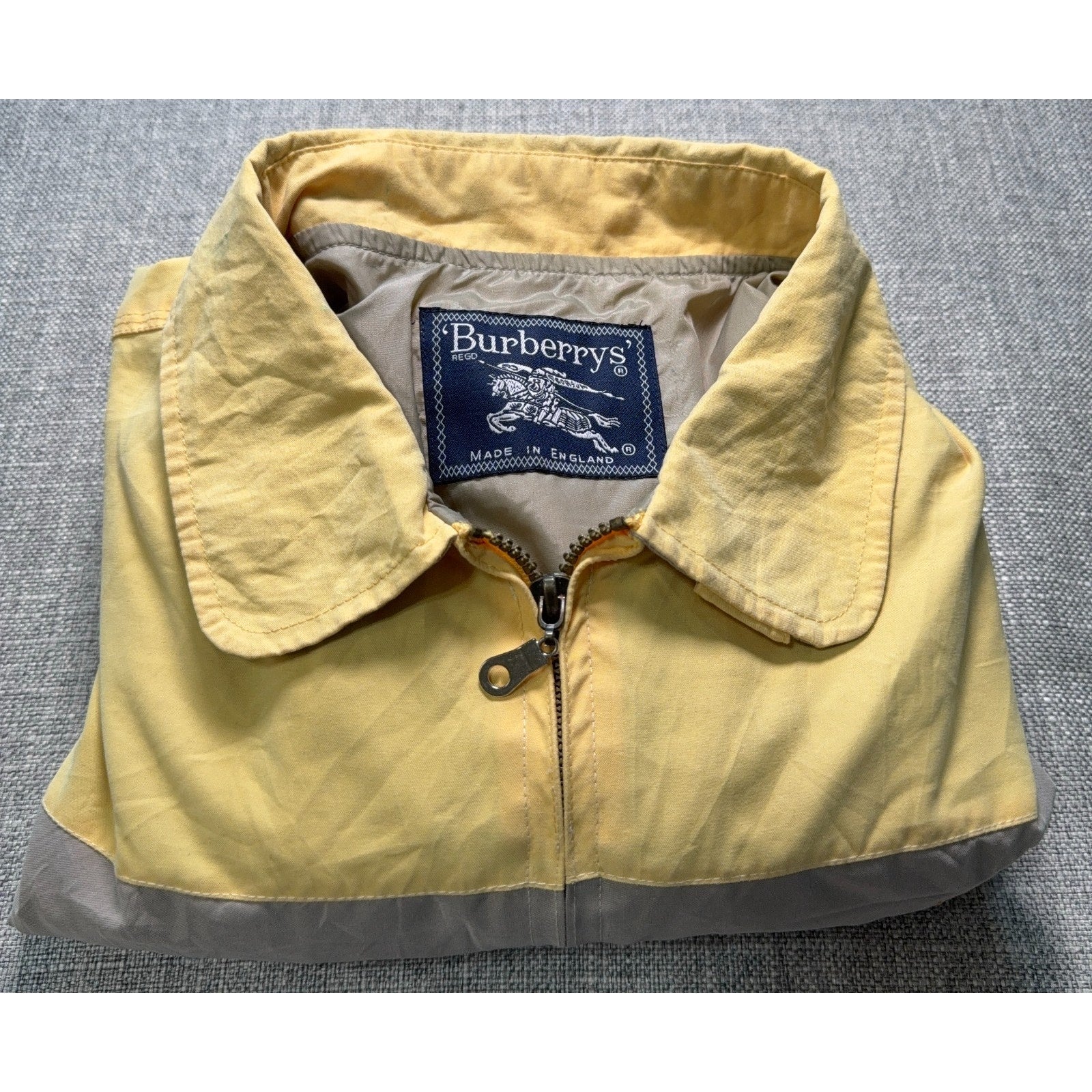 Vintage Burberrys Jacket Mens L Yellow Gray Harrington Bomber Made England