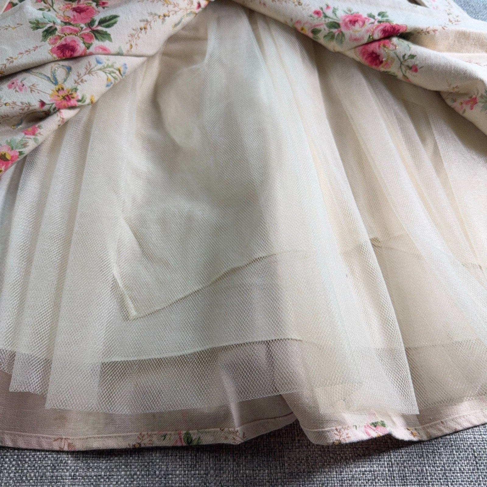 Manoush Floral Pleated Skirt Womens 40 Tulle Lined Cottagecore Coquette Midi