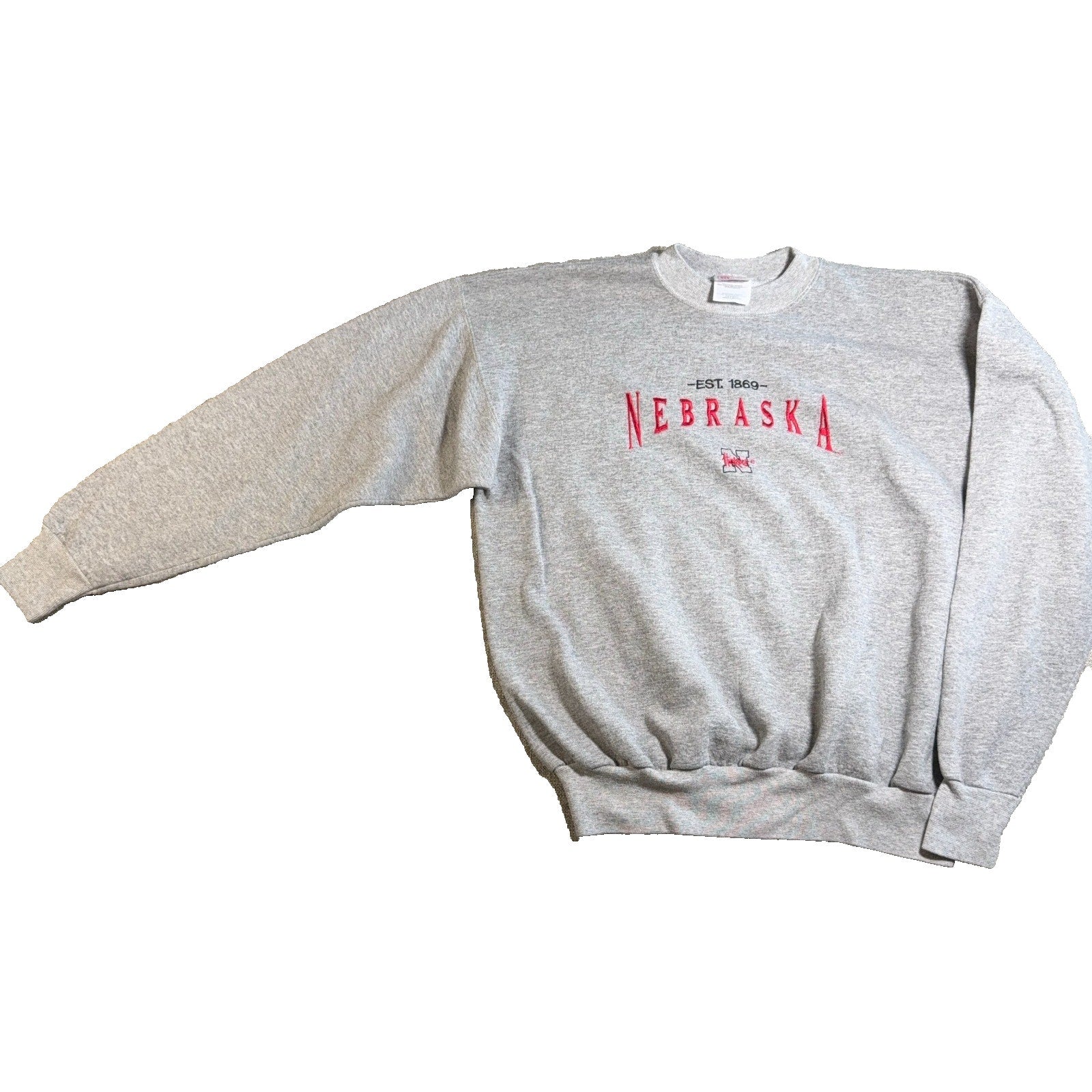Vintage Nebraska Cornhuskers Sweatshirt Adult L Gray Embroidered Hanes NCAA