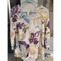 Chico’s Size 2 Colorful Floral Open Knit Sweater Lightweight 3/4 Sleeve Boho