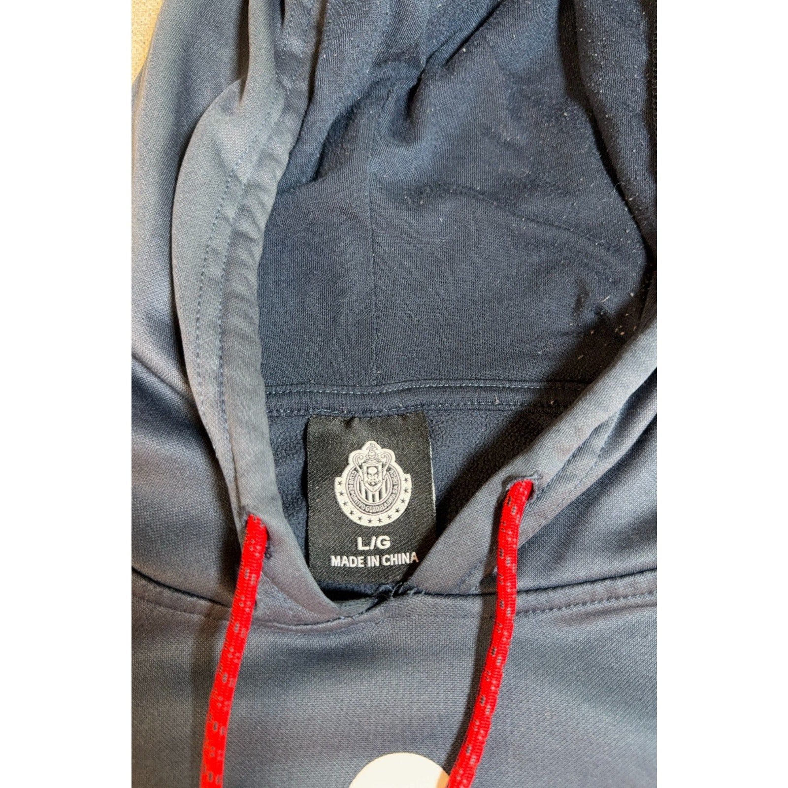 CD Guadalajara Chivas Rayadas Hoodie L Gray Soccer Club Pullover Flawed