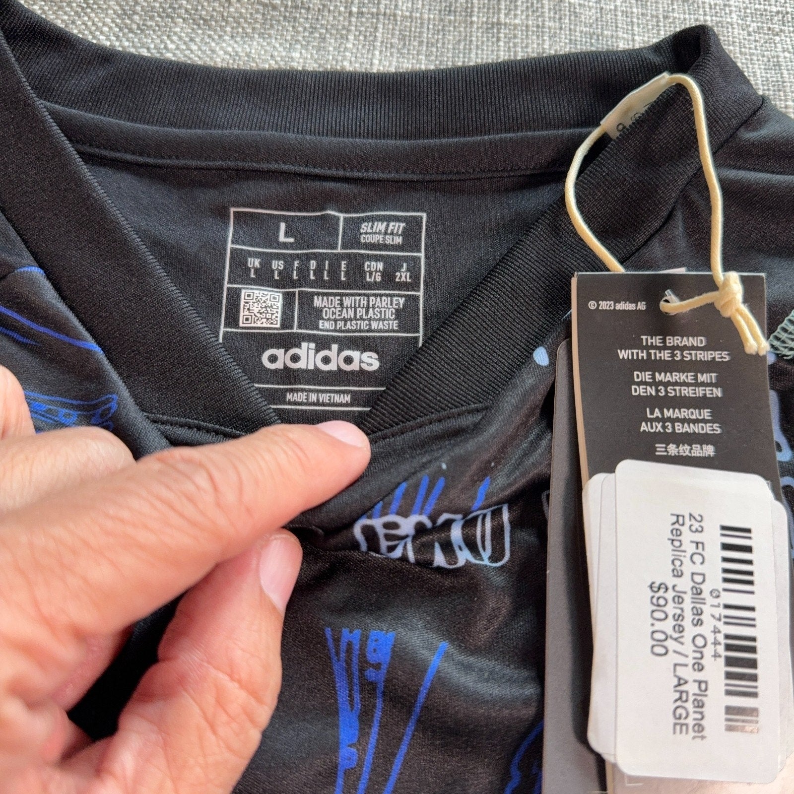 FC Dallas adidas 2023 One Planet Jersey Men’s L Black MLS AEROREADY NWT