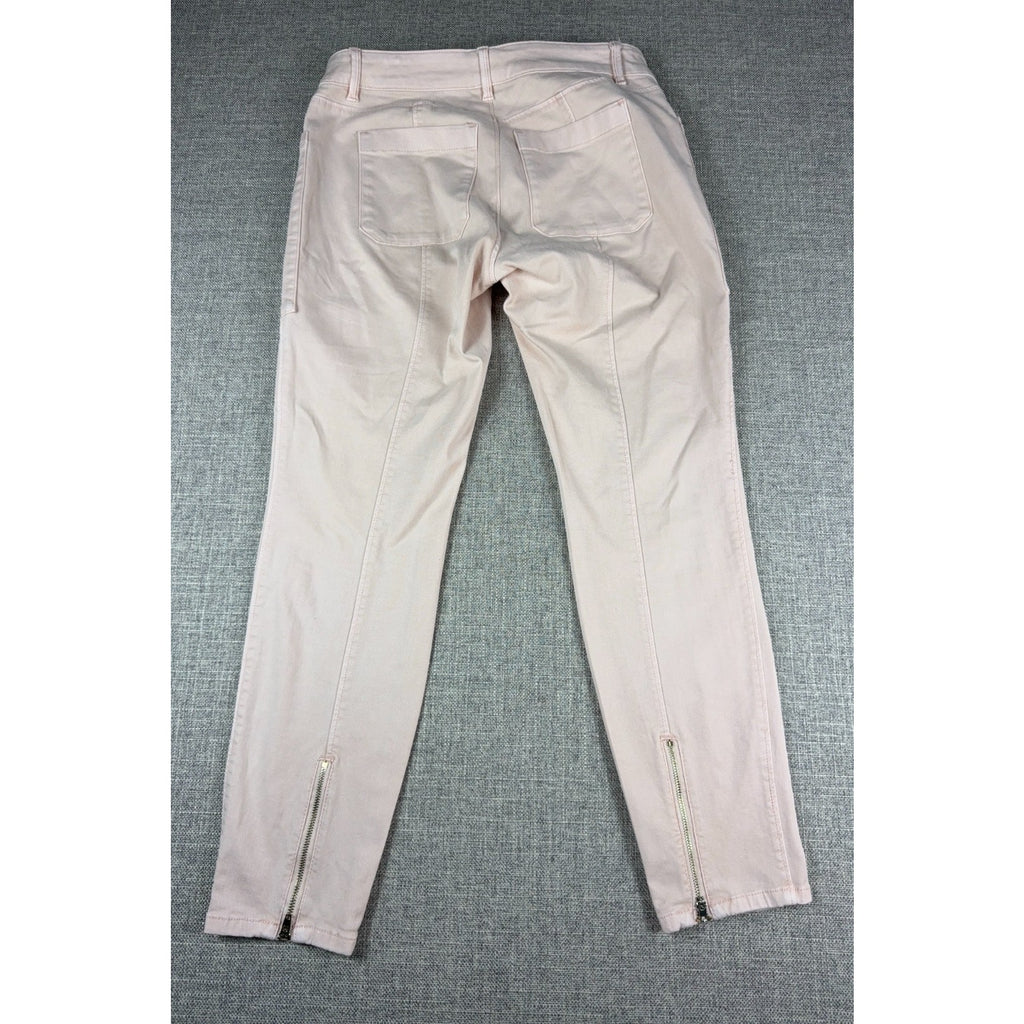 WHBM Skimmer Pants Womens 8 Blush Pink Cargo Skinny Ankle Zip Utility
