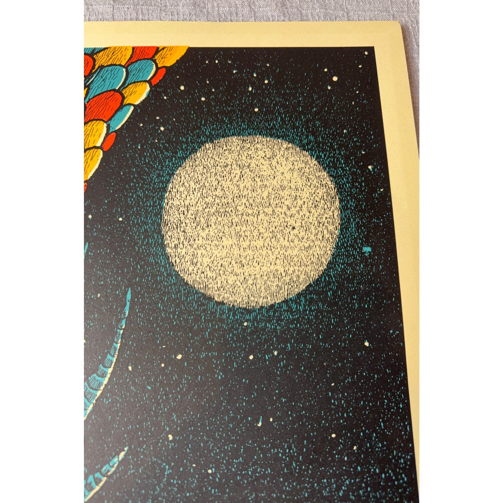 Signed Limited Edition Dragon Art Print 32/300 Fantasy Moon Camping Numbered