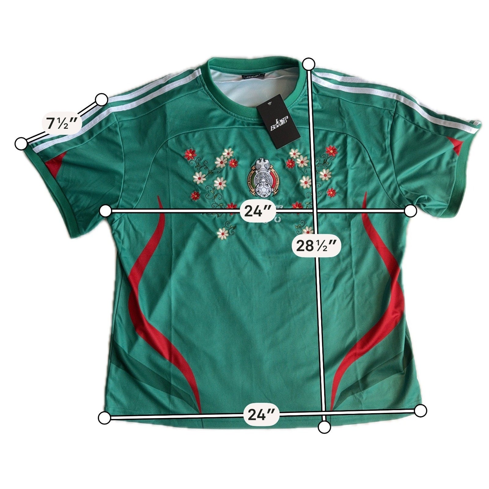Joga Bonito Mexico Embroidered Soccer Jersey Green Floral #10 Men’s L NWT