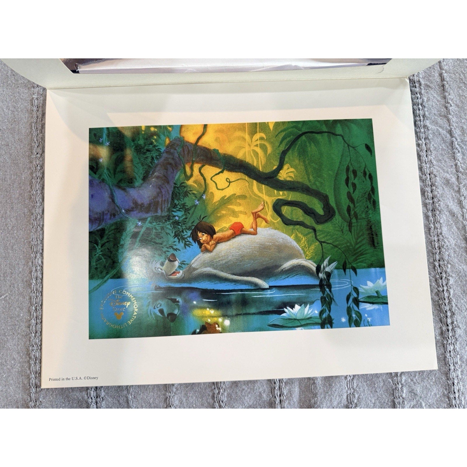 Disney Store Jungle Book Commorative Lithograph Mowgli Baloo 1997 Print