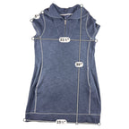 Tommy Bahama Women L Sleeveless Knit Dress Quarter Zip Blue Contrast Stitch