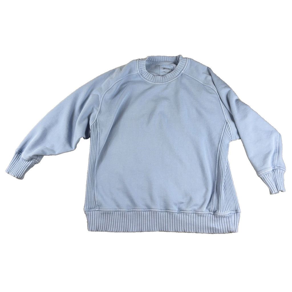 Aerie Women S Oversized Crewneck Sweatshirt Blue Ribbed Side Panels Pullover