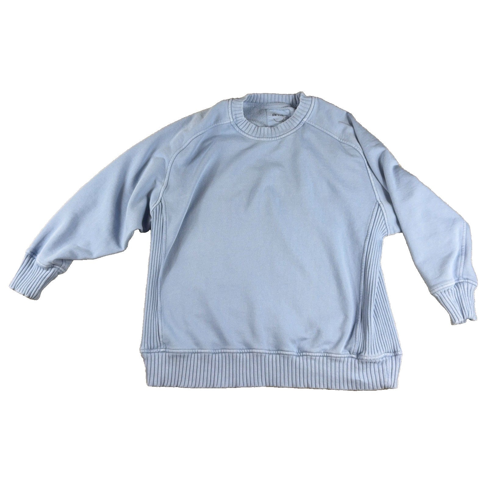 Aerie Women S Oversized Crewneck Sweatshirt Blue Ribbed Side Panels Pullover
